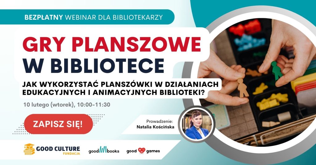 Banner webinarium: Gry planszowe w bibliotece