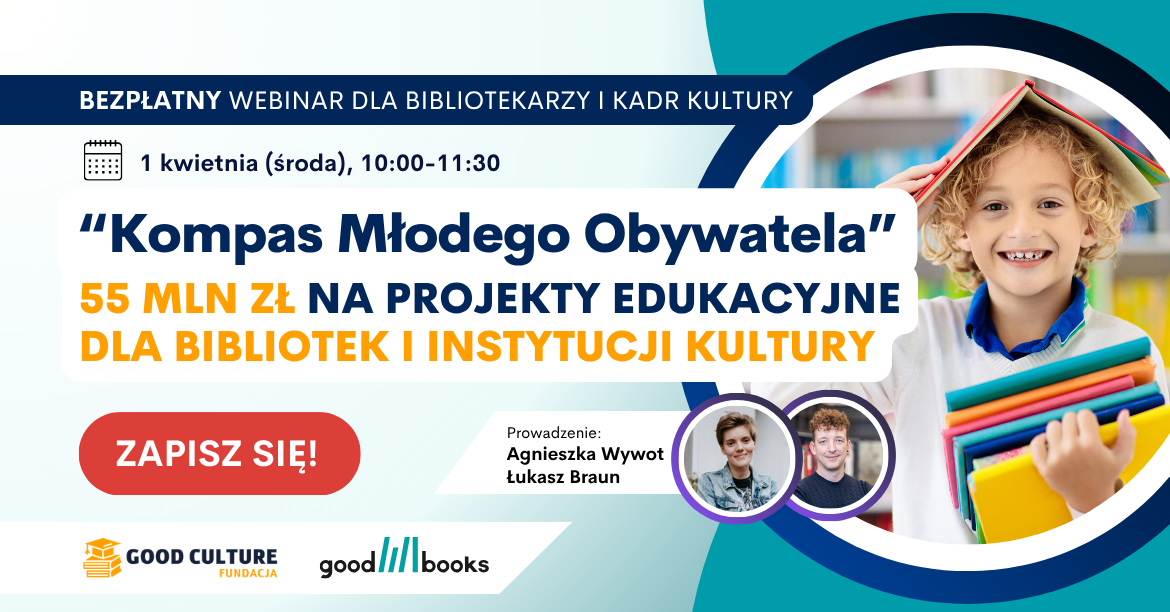 Banner webinaru o programie "Kompas Młodego Obywatela"